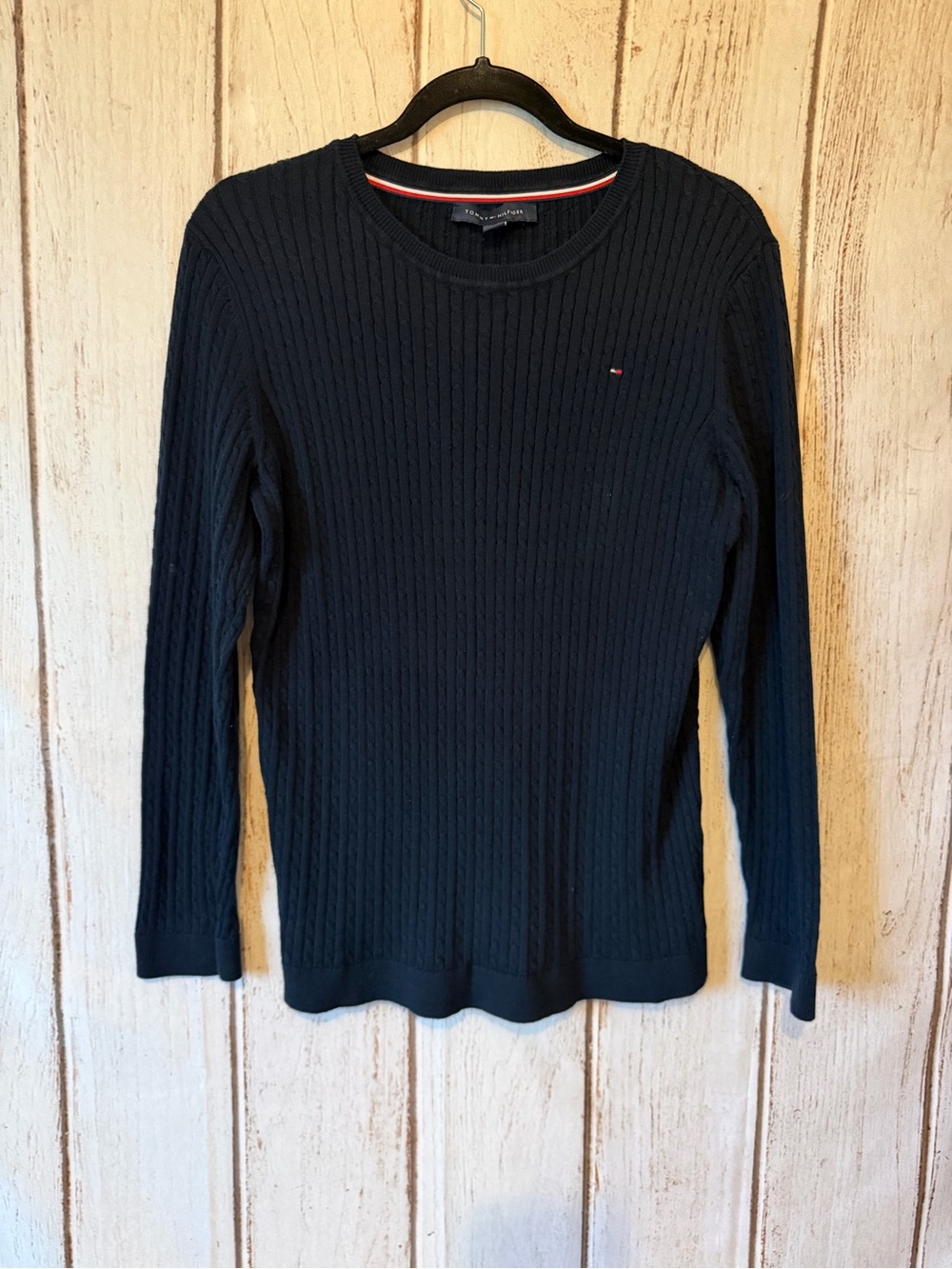 Tommy Hilfiger Women's Navy Cable Knit Crewneck Pullover
Sweater Size L